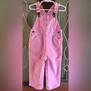 Carhartt Pretty Pink Adjustable Strap Canvas Overalls Toddler Girls Size 18-24M